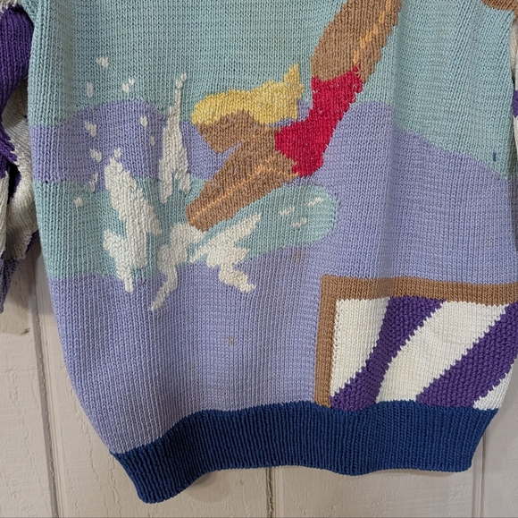 Vintage 80s Berek Beach Babes Knit Sweater Novelty Retro Handknit Cardigan - Picture 16 of 16